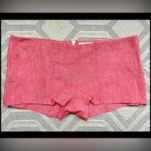 100% Capri Women’s Linen Shorts Pants Zip in Coral Small